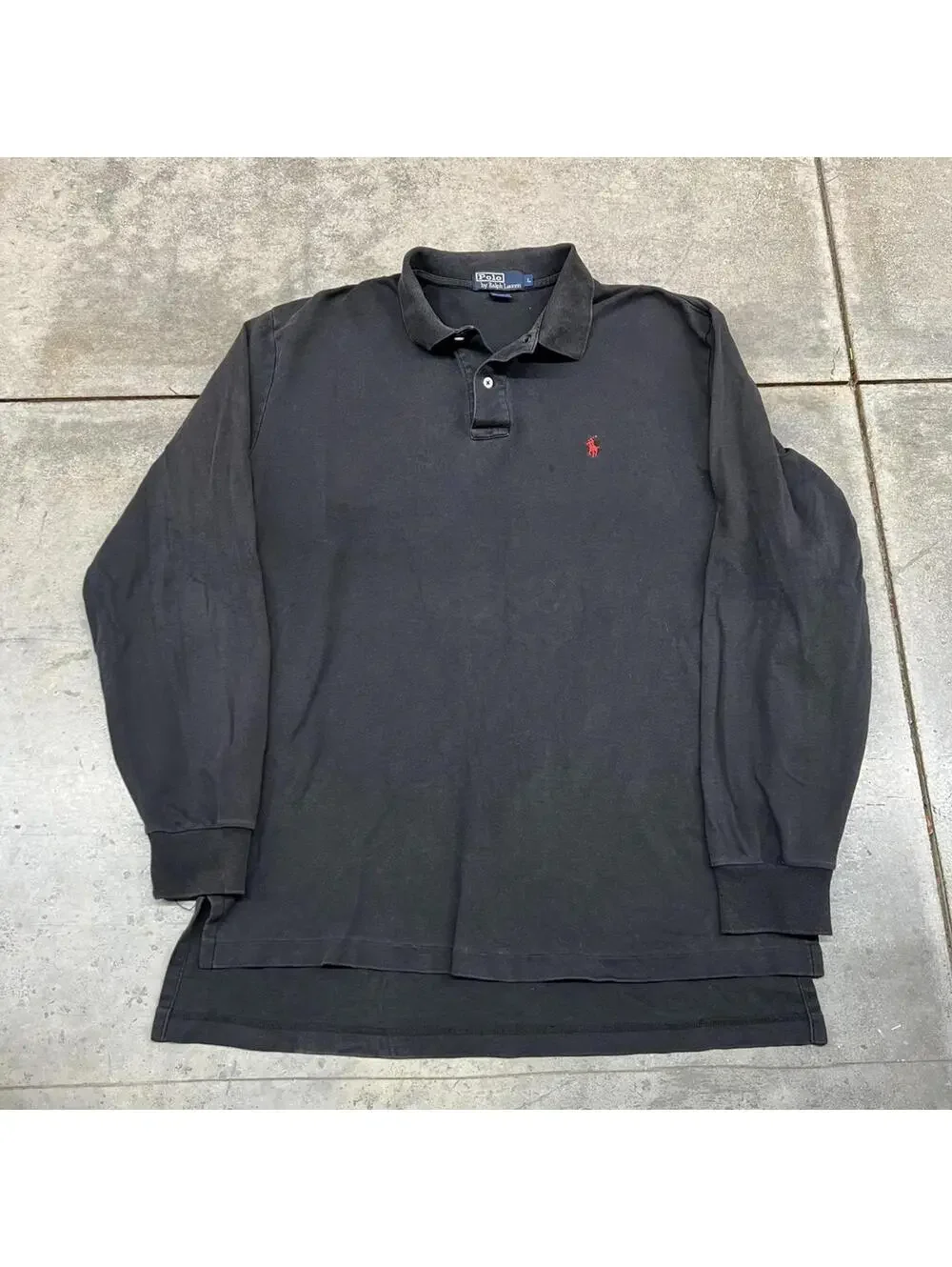 vintage polo ralph lauren black and red rugby polo shirt size large